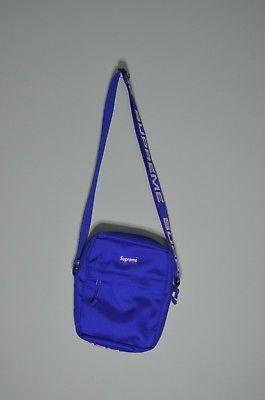 Royal Blue Supreme Logo - SUPREME NEW YORK Black Royal Blue Box Logo Shoulder Bag Pack SS18B10 ...