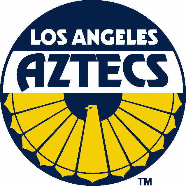 Yellow Bird in Yellow Circle Logo - Los Angeles Aztecs Primary Logo (1981) Bird with script