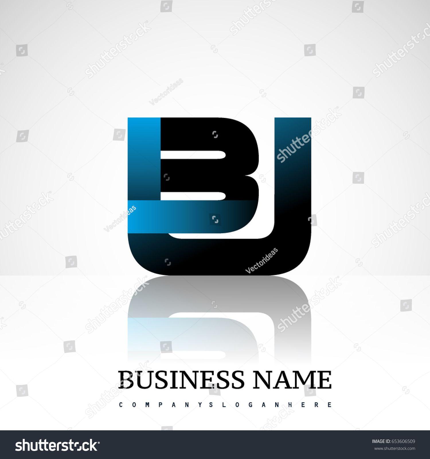 White with Blue Letters Logo - Initial letter BJ uppercase modern and simple logo linked blue