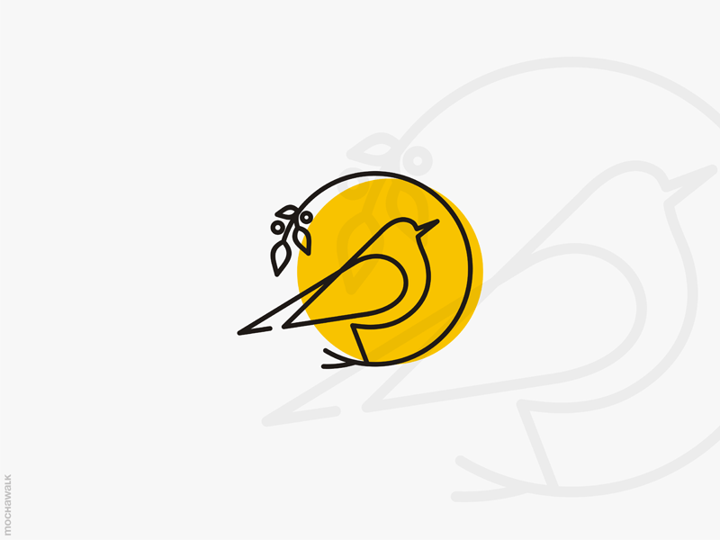 Yellow Bird in Yellow Circle Logo - Bird Logo