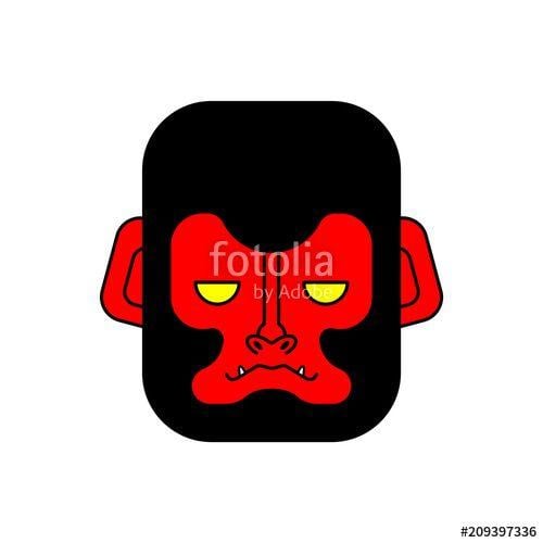 Red Gorilla Logo - Red gorilla face. Evil monkey head. Vector illustration