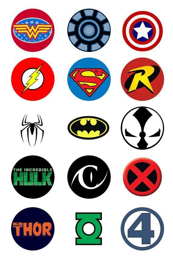 Superhero Hero Logo - Super Hero Logo Pinback Buttons 5 pk | Cute Super Heroes and ...