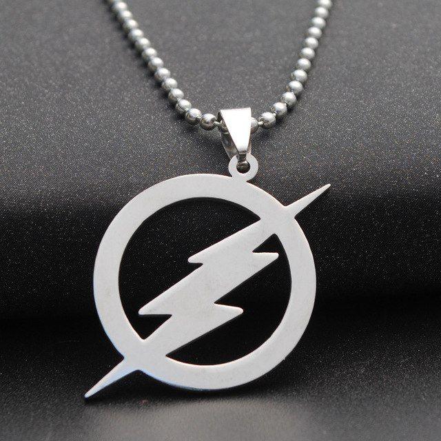 Cool Hero Logo - 12pcs Lot Cool SUPER HERO The Flash Necklace Lightning Logo