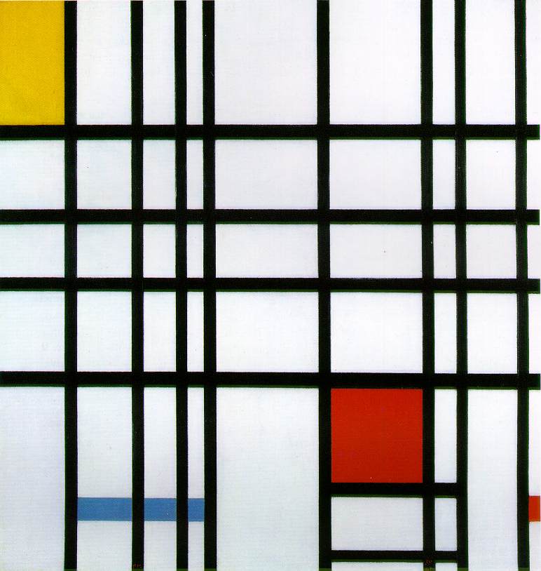 Red and Yellow Square Logo - Composition with Red, Yellow and Blue, 1942 by Piet Mondrian