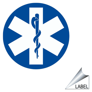 Star Symbol in Circle Logo - Star Of Life Symbol Label LABEL-CIRCLE-108 Emergency Response