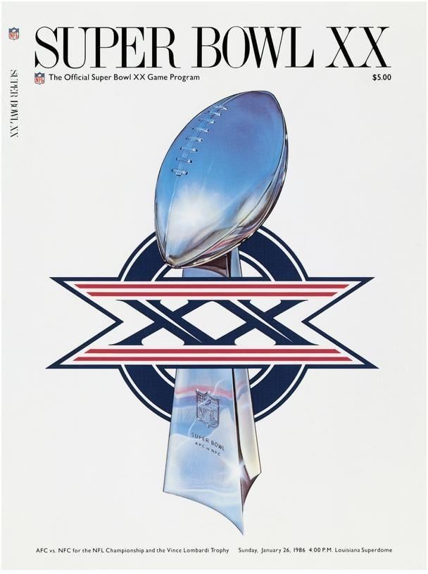 Super Bowl Xx Logo - Bears vs Patriots 36 x 48 Canvas Super Bowl XX Program