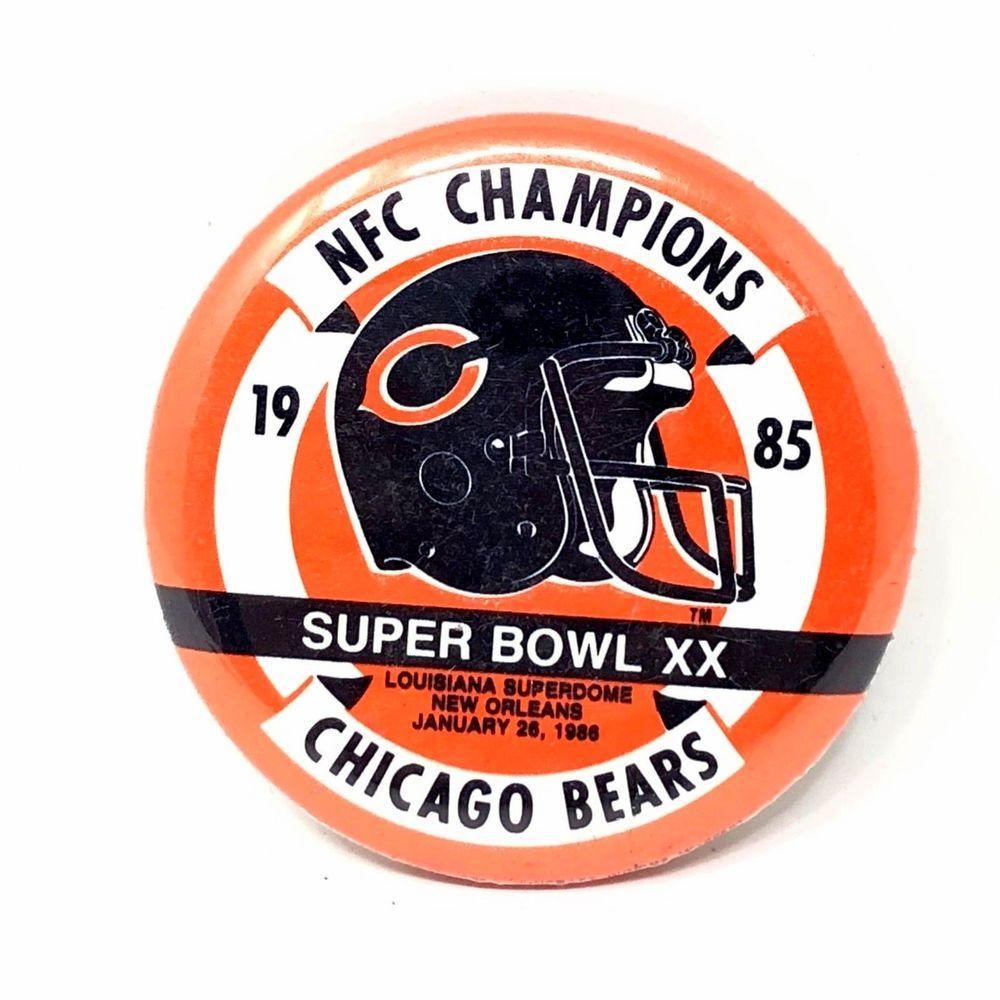 Super Bowl Xx Logo - Chicago Bears 1985 NFC Champions Super Bowl XX pin pinback button