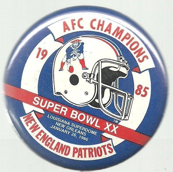 Super Bowl Xx Logo - NEW ENGLAND PATRIOTS SUPER BOWL XX NFL FOOTBALL PIN BUTTON