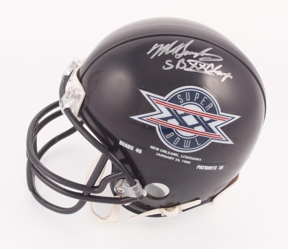 Super Bowl Xx Logo - Mike Singletary Signed Bears Super Bowl XX Logo Mini Helmet