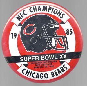 Super Bowl Xx Logo - CHICAGO BEARS SUPER BOWL XX NFC CHAMPIONS GIANT 6 INCH FOOTBALL PIN ...