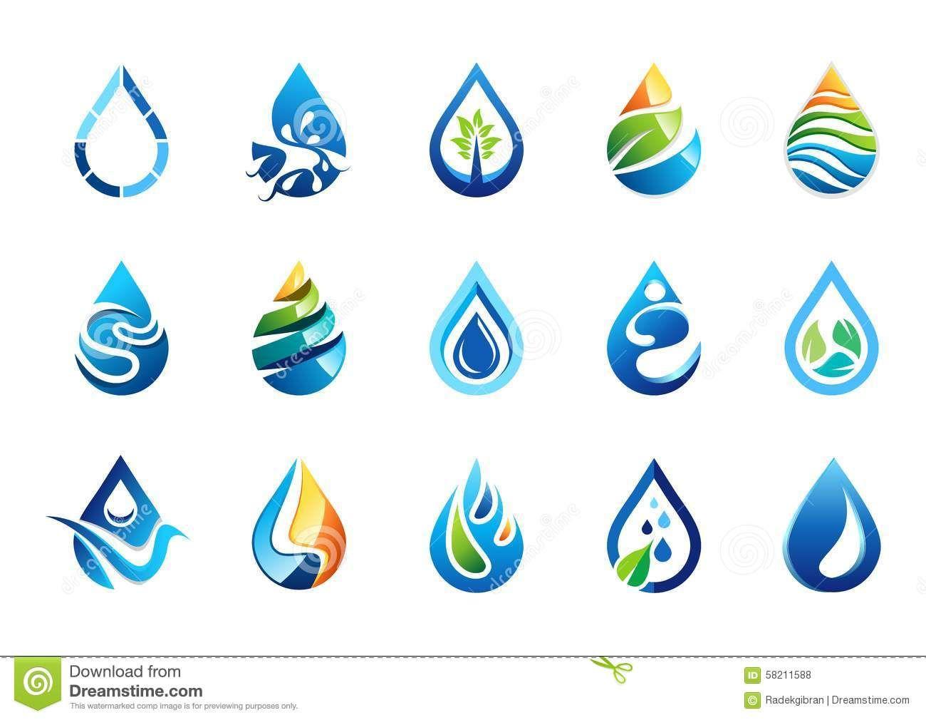 Water Drop Logo - Water Drop Logo, Set Of Water Drops Symbol Icon, Nature Drops