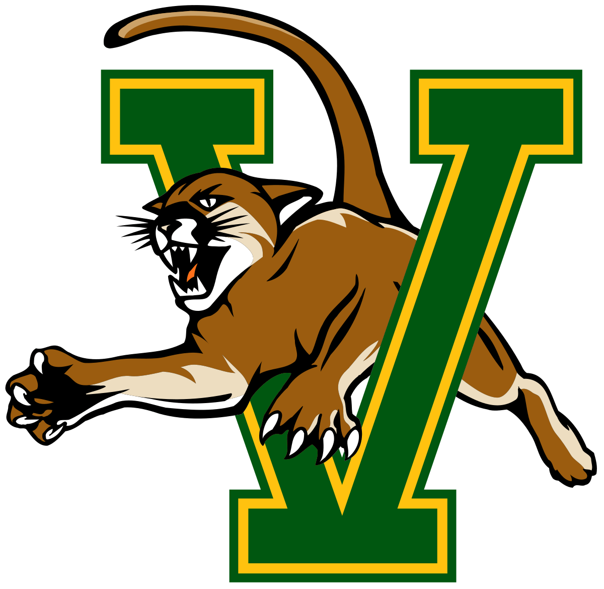 Green and Gold Wildcat Logo - Vermont Catamounts