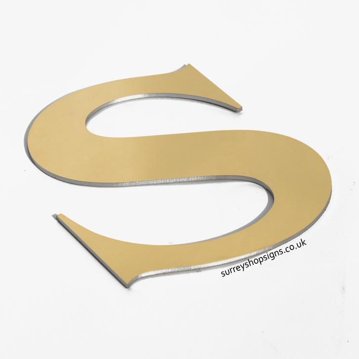 Golden Letter S Logo - Mirror Polished Gold Shop Sign Letters - Surrey Shop Signs