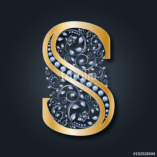 Golden S Logo - Letter logo S. Vector. ABC. Golden alphabet on a dark background ...