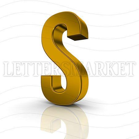 Golden Letter S Logo - LettersMarket gold Letter S isolated on a white background