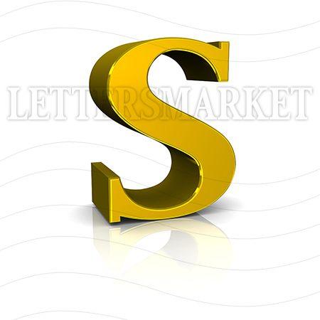 Golden Letter S Logo - LettersMarket - 3D Gold Letter S, isolated on a white background ...