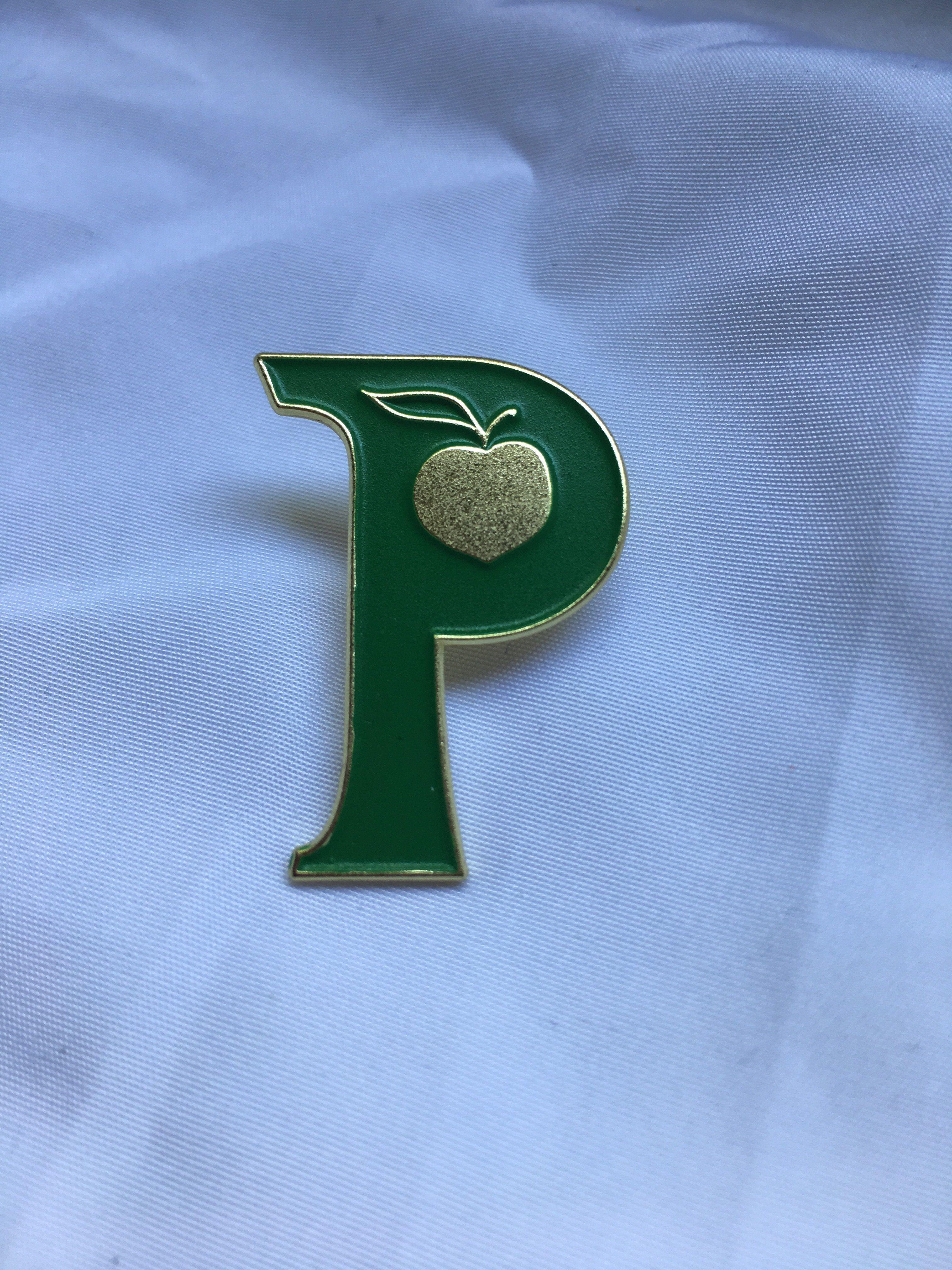 Gold and Green P Logo - Green and Gold Peach Lapel Pins