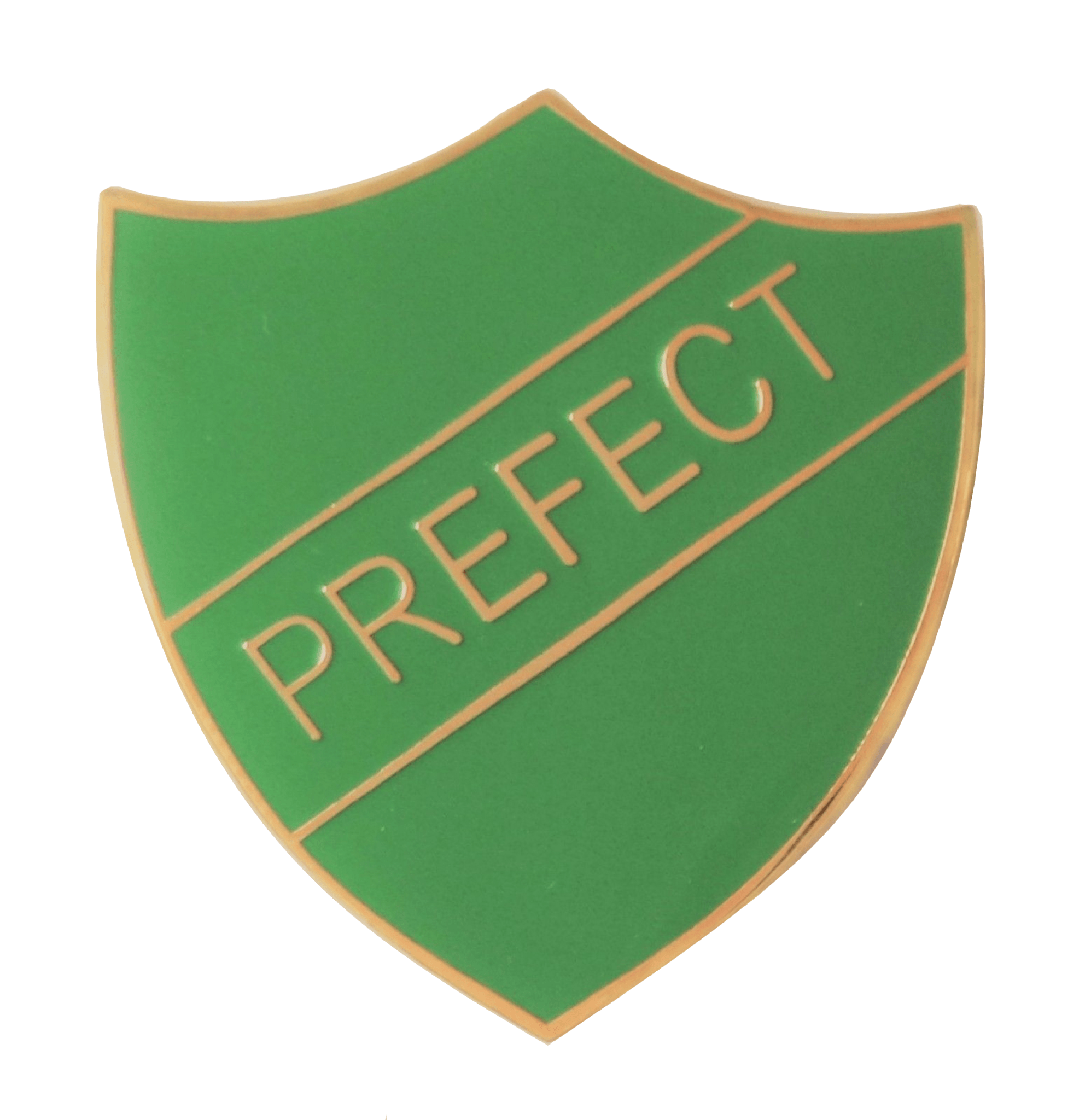 Gold and Green P Logo - Green Prefect Badge For Schools Gold Plated Pin Badge