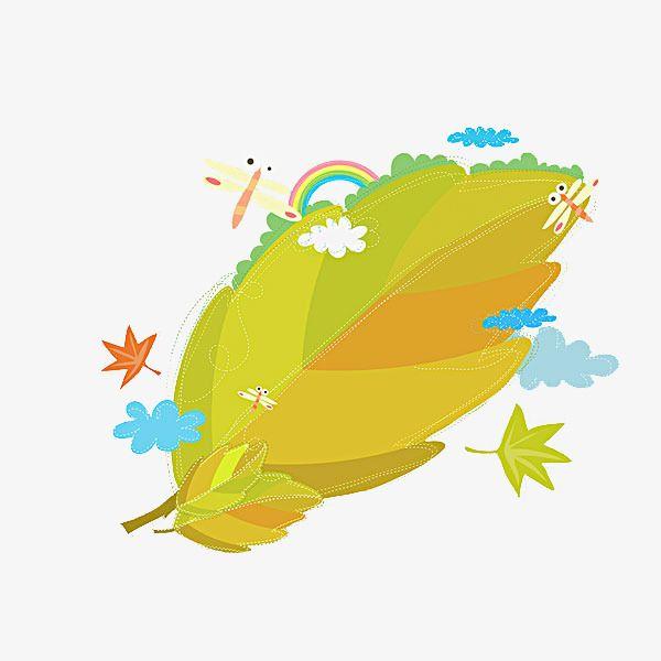 Yellow and a Leaf with an a Logo - Yellow Leaves, Cartoon, Leaf, Dragonfly PNG Image and Clipart