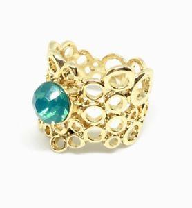 Gold and Green P Logo - New Gold Tone Ring Park Lane Green Stone Size 7 1 2 P