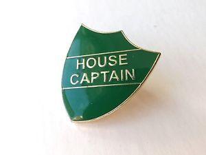 Gold and Green P Logo - HOUSE CAPTAIN Badge Pin School Gold Tone and Green Shield Design ...