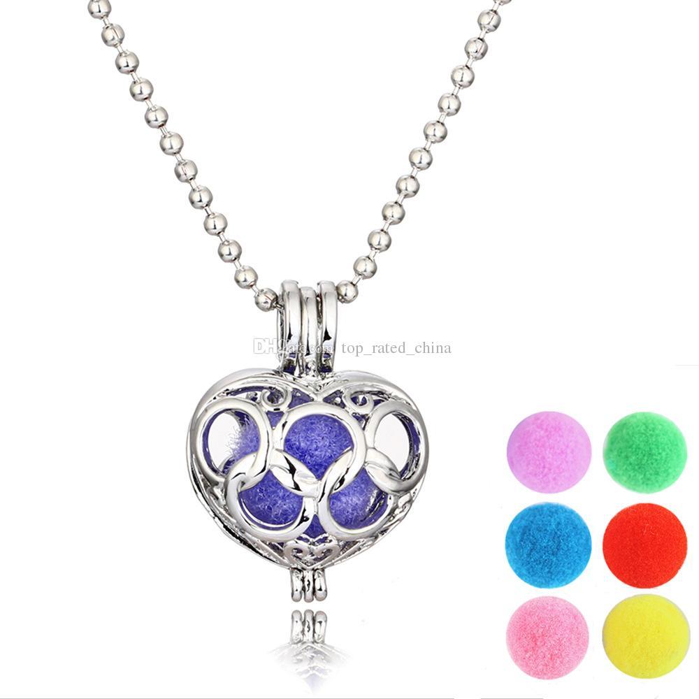 Heart Shaped Olympic Logo - Fashion Hollow Out Olympic Rings Heart Love Perfume Locket Necklace Women  Aromatherapy Essential Oil Diffuser Necklaces NX087-1