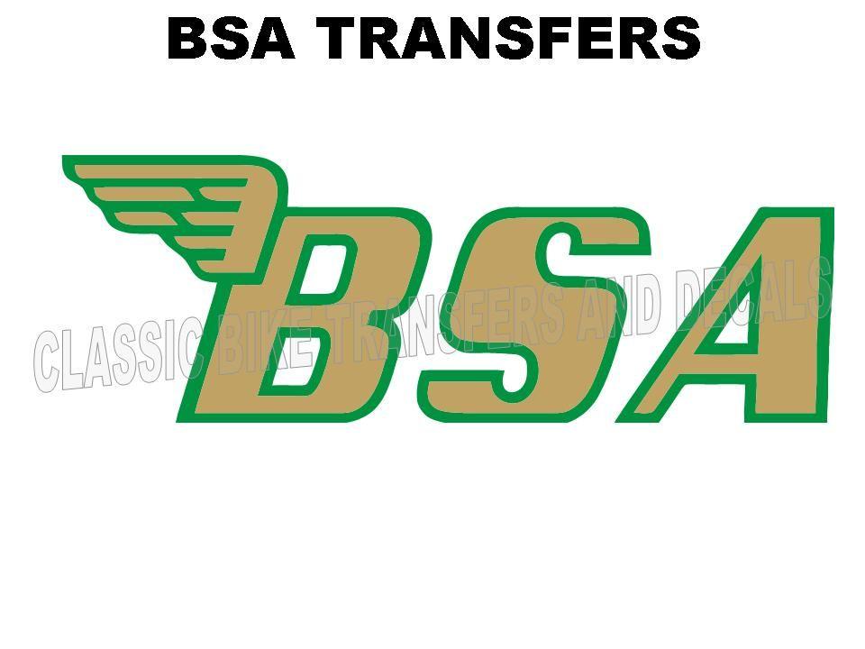 Gold and Green P Logo - BSA Tank Transfer Winged B Gold Green Outline D50087 Standard Size