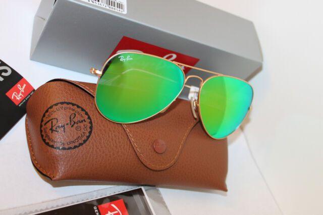Gold and Green P Logo - Ray Ban Aviator Sunglasses Rb3025 Gold Green Mirror 112/19 58mm 3025 ...