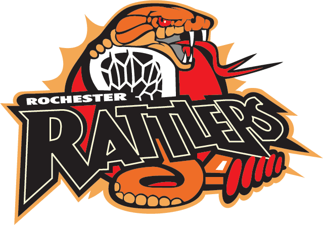 Snake Rattler Logo - Rochester Rattlers Primary Logo (2001) - An orange rattle snake with ...