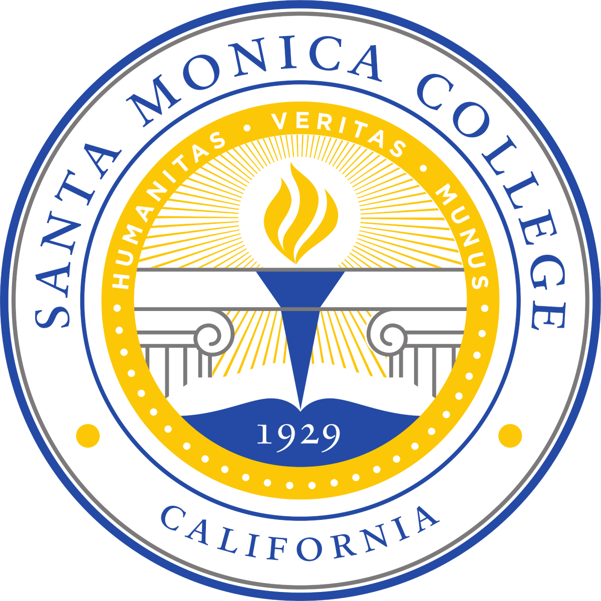 Blue and Yellow College Logo - Santa Monica College
