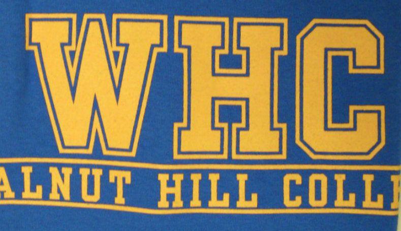 Blue and Yellow College Logo - Walnut Hill College Logo Sleeve T Shirt Hill