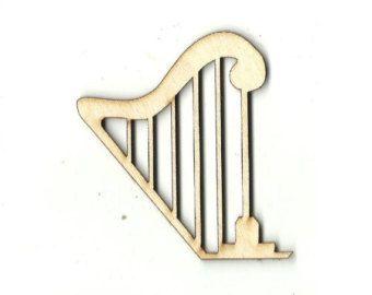 Harp Shape Logo - Wood harp | Etsy