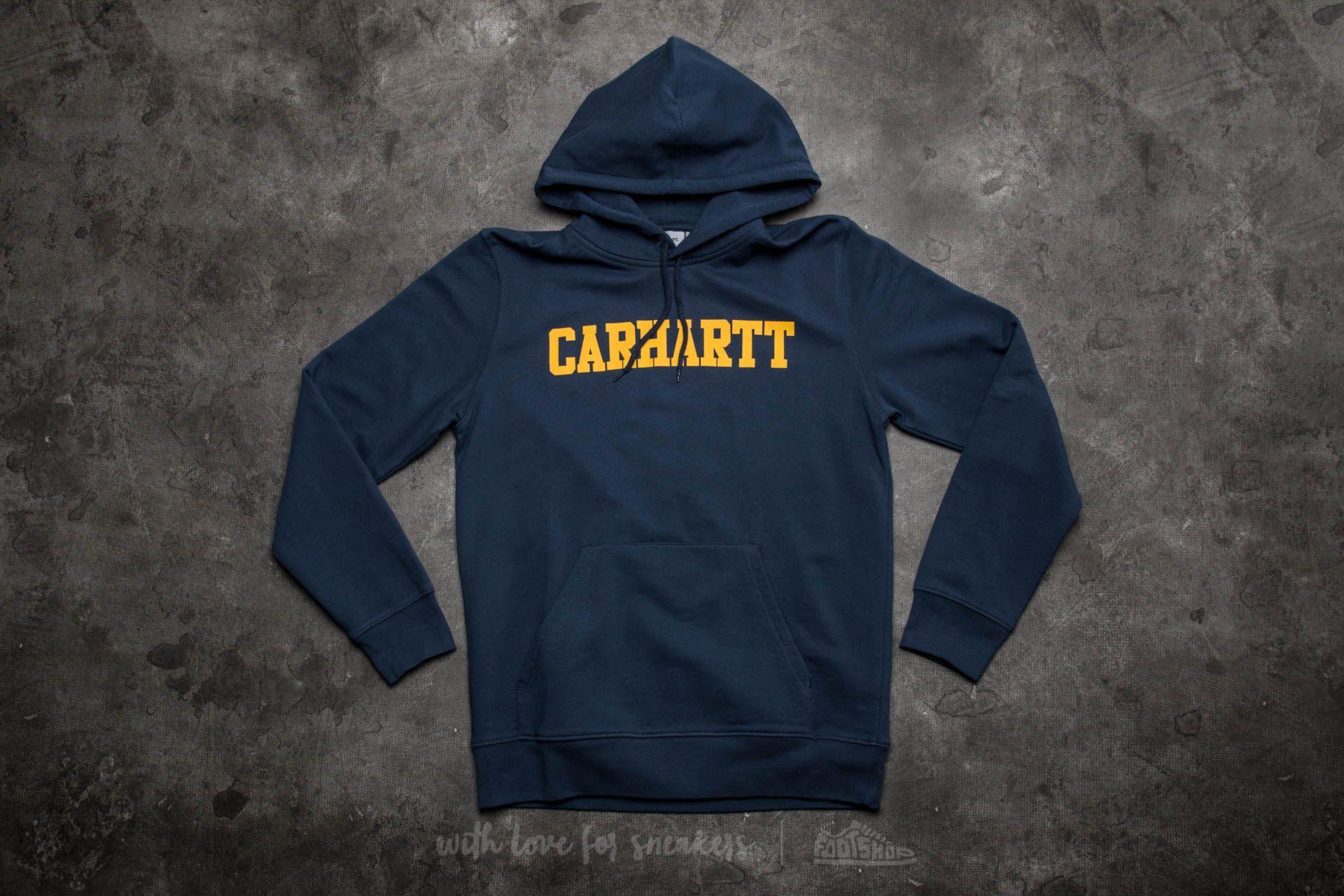 Blue and Yellow College Logo - Carhartt WIP Hooded College Sweat Blue/ Yellow | Footshop