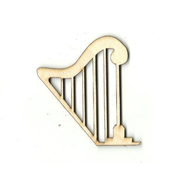 Harp Shape Logo - Harp Laser Cut Out Unfinished Wood Shape Craft Supply MSC6 | Etsy