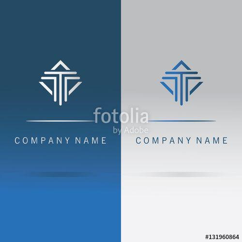 Blue Letter T Logo - line letter T logo