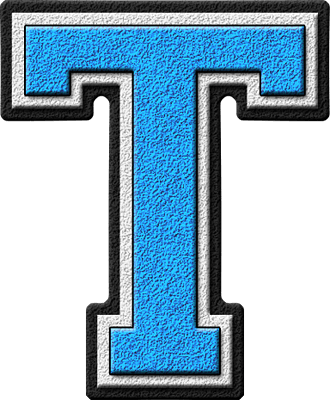 Blue Letter T Logo - Presentation Alphabets: Light Blue Varsity Letter T