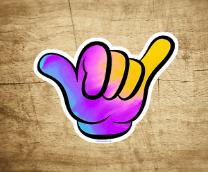 Pastel Beach Logo - Shaka Hang Loose Sticker Pastel Rainbow Peace Hippie Hawaii Decal ...