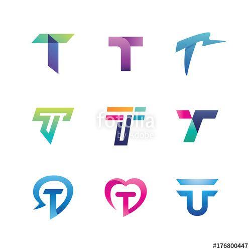 Blue Letter T Logo - Abstract Letter T Logo Set Stock Image And Royalty Free Vector