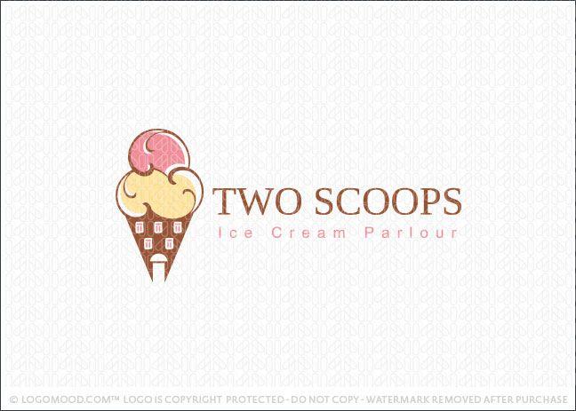 Ice Cream Cone Logo - Readymade Logos for Sale Two Scoops Ice Cream Parlour | Readymade ...