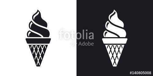 Black Ice Cream Logo - Vector ice cream cone icon. Two-tone version on black and white ...