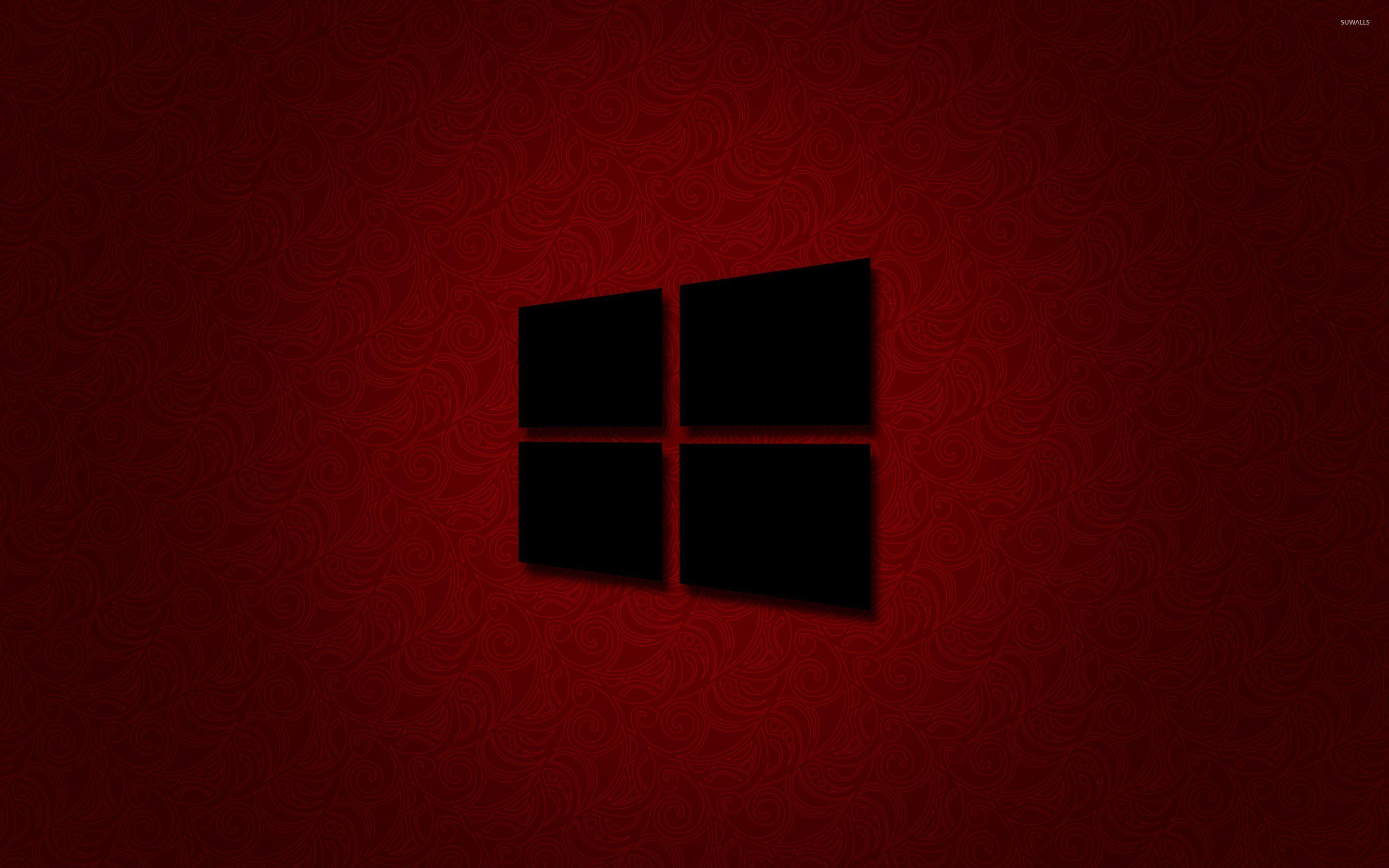 Red Windows Logo - Windows 10 black logo on red wallpaper - Computer wallpapers - #45695