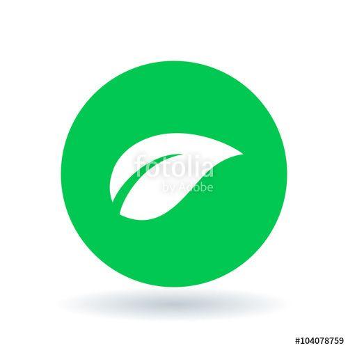 White Leaf Logo - Icon design with abstract green leaf logo in circle. Vector