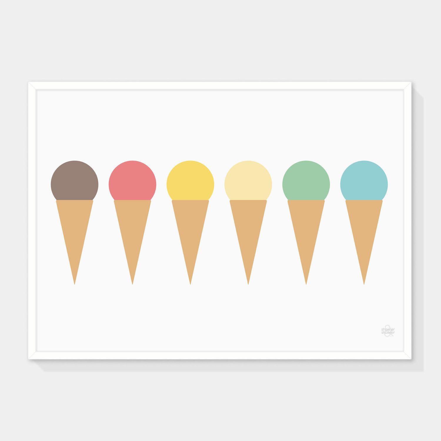 Ice Cream Cone Logo - Ice Cream Cones Art Print — Showler and Showler
