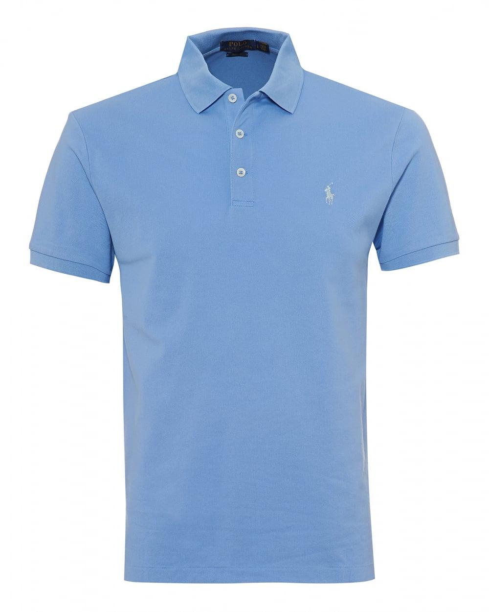 Light Blue Polo Logo - Ralph Lauren Mens Mesh Polo Shirt, Embroidered Logo Light Blue Polo