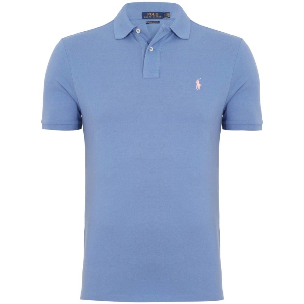 Light Blue Polo Logo - Ralph Lauren Custom Slim Fit Light Blue Polo Shirt 710670136031
