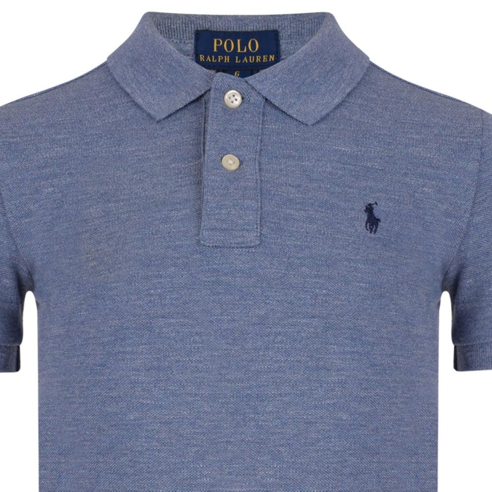 Light Blue Polo Logo - Ralph Lauren Boys Light Blue Polo Shirt with Blue Logo
