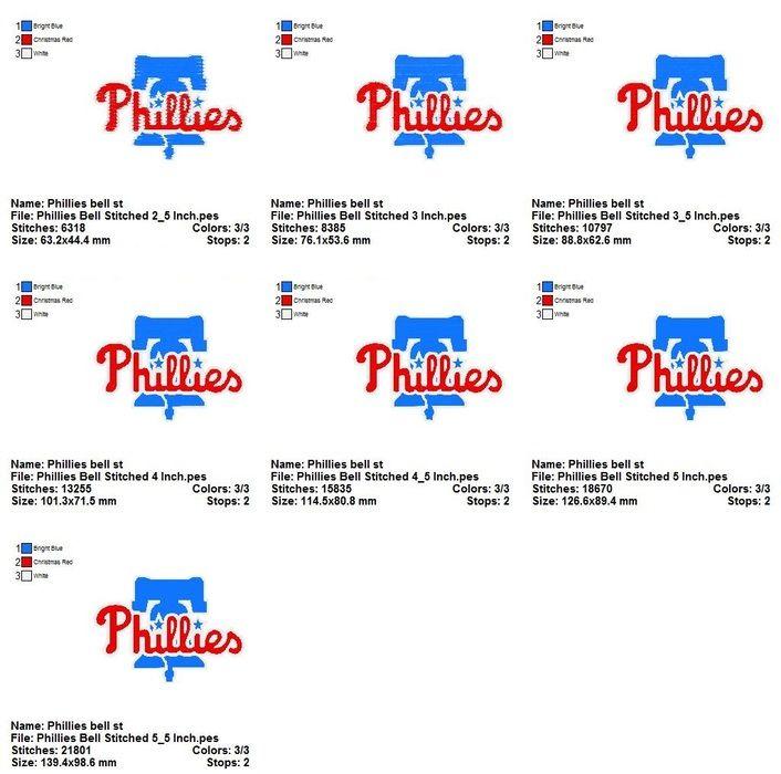 Bright Blue Sports Logo - Phillies Bell MLB SPORTS LOGO EMBROIDERY DESIGNS - Embroidery-Fun.com