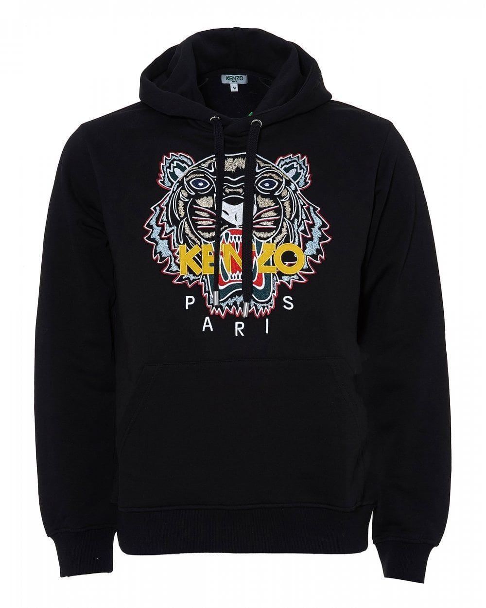 Kenzo Black Logo - Kenzo Mens Chinese Tiger Hoodie, Black Logo Sweatshirt