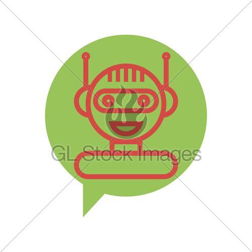 With Green Speech Bubble Phone Logo - Red Line Chat Bot Icon On Speech Bubble. Artificial Intel. · GL