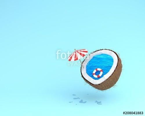 Pastel Beach Logo - Tropical the beach concept made of coconut with pool float and sun